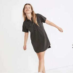 Madewell denim popover shirt dress in lunar wash